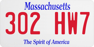 MA license plate 302HW7
