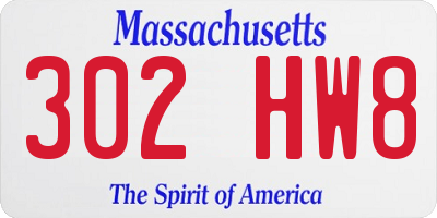 MA license plate 302HW8