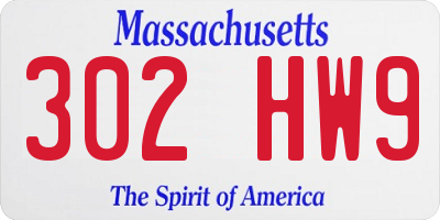 MA license plate 302HW9