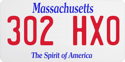 MA license plate 302HX0
