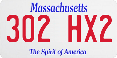 MA license plate 302HX2