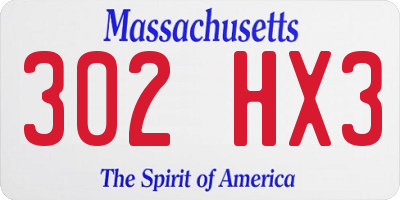 MA license plate 302HX3