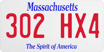 MA license plate 302HX4