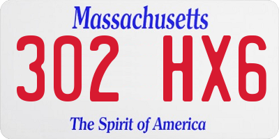 MA license plate 302HX6