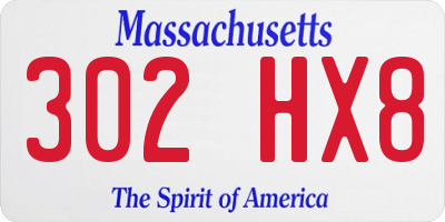 MA license plate 302HX8