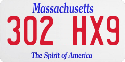 MA license plate 302HX9