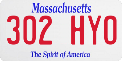 MA license plate 302HY0