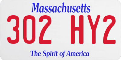 MA license plate 302HY2