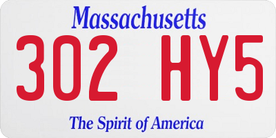 MA license plate 302HY5