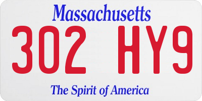MA license plate 302HY9