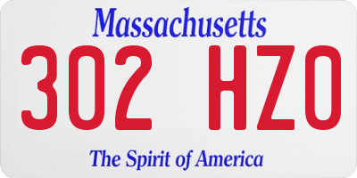 MA license plate 302HZ0