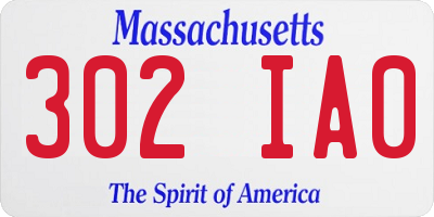MA license plate 302IA0