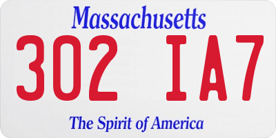 MA license plate 302IA7