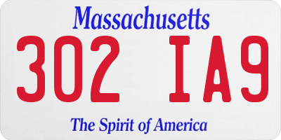 MA license plate 302IA9