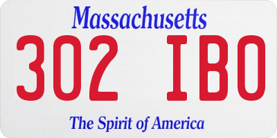 MA license plate 302IB0
