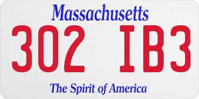 MA license plate 302IB3