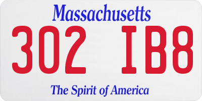 MA license plate 302IB8