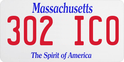 MA license plate 302IC0