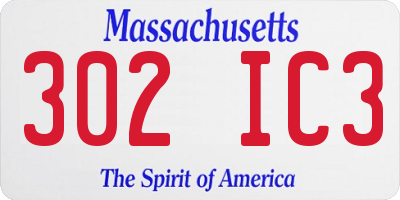 MA license plate 302IC3