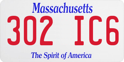MA license plate 302IC6