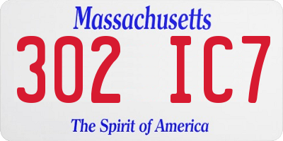 MA license plate 302IC7
