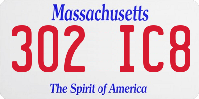 MA license plate 302IC8