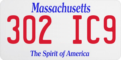 MA license plate 302IC9