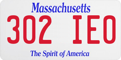 MA license plate 302IE0