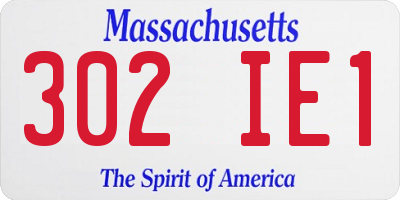 MA license plate 302IE1