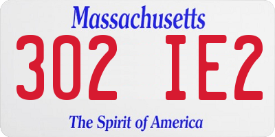 MA license plate 302IE2