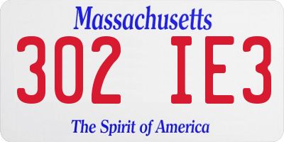MA license plate 302IE3