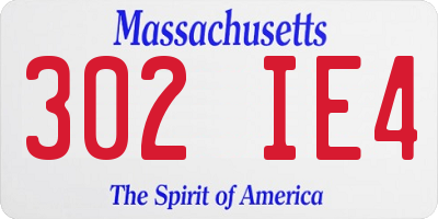 MA license plate 302IE4
