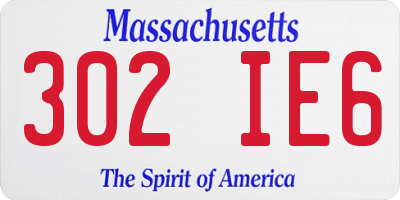 MA license plate 302IE6