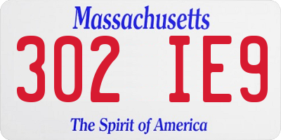 MA license plate 302IE9
