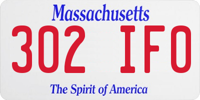 MA license plate 302IF0