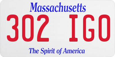 MA license plate 302IG0