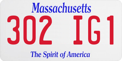 MA license plate 302IG1
