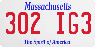 MA license plate 302IG3