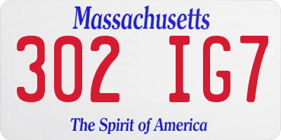 MA license plate 302IG7