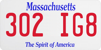 MA license plate 302IG8
