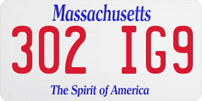 MA license plate 302IG9