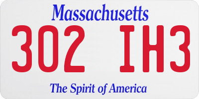 MA license plate 302IH3