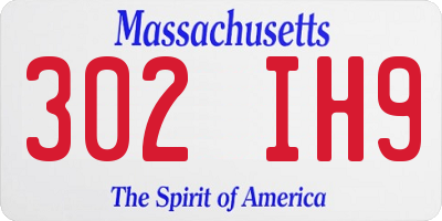 MA license plate 302IH9