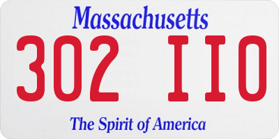 MA license plate 302II0