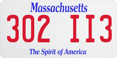 MA license plate 302II3