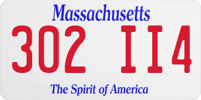 MA license plate 302II4
