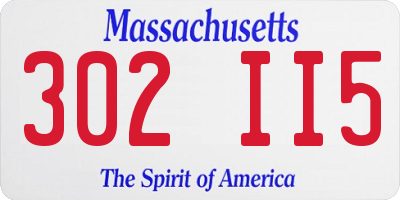 MA license plate 302II5