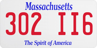 MA license plate 302II6