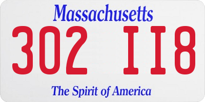 MA license plate 302II8