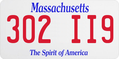 MA license plate 302II9